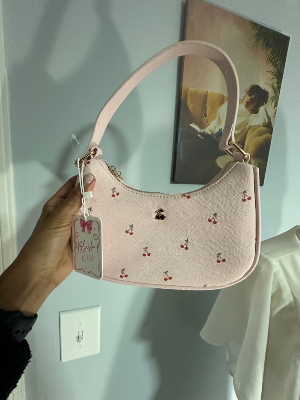 Pink Cherry Print Shoulder Bag - Picture 2 of 3